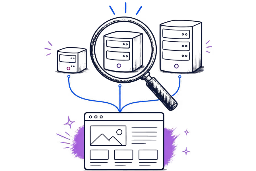 Illustration showing different website hosting package options being compared.